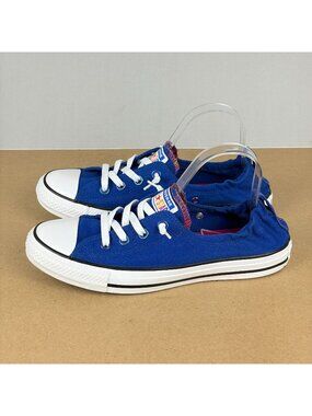 Converse Shoreline Canvas Slip On Sneakers Womens 10 Blue Rainbow Elastic Heel
